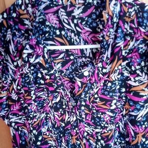 Vibrant Floral Blouse - Pink, Orange, Blue